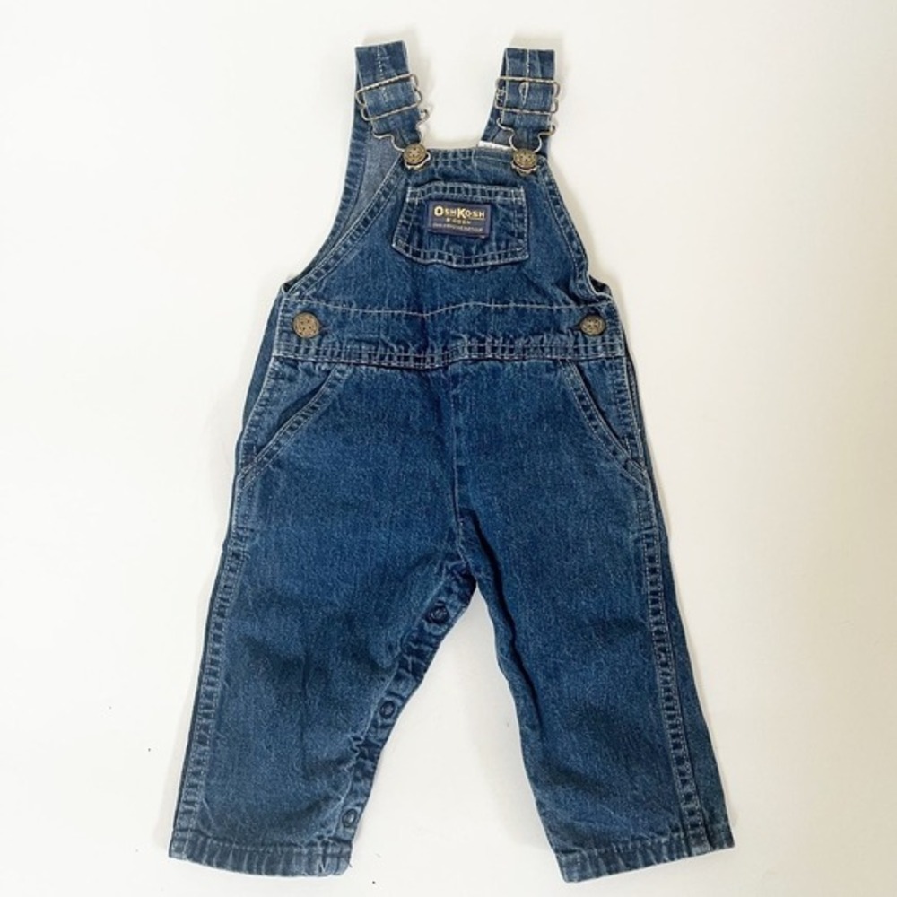 VTG Oshkosh B’Gosh Unisex Dark Denim Overalls Vestbak Made in The USA‎ 6/9 Mos
